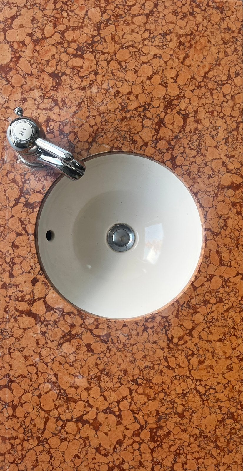Marmeren wastafelblad met lavabo en kraan, Huis en Inrichting, Ophalen, Gebruikt, 50 tot 100 cm, Minder dan 100 cm
