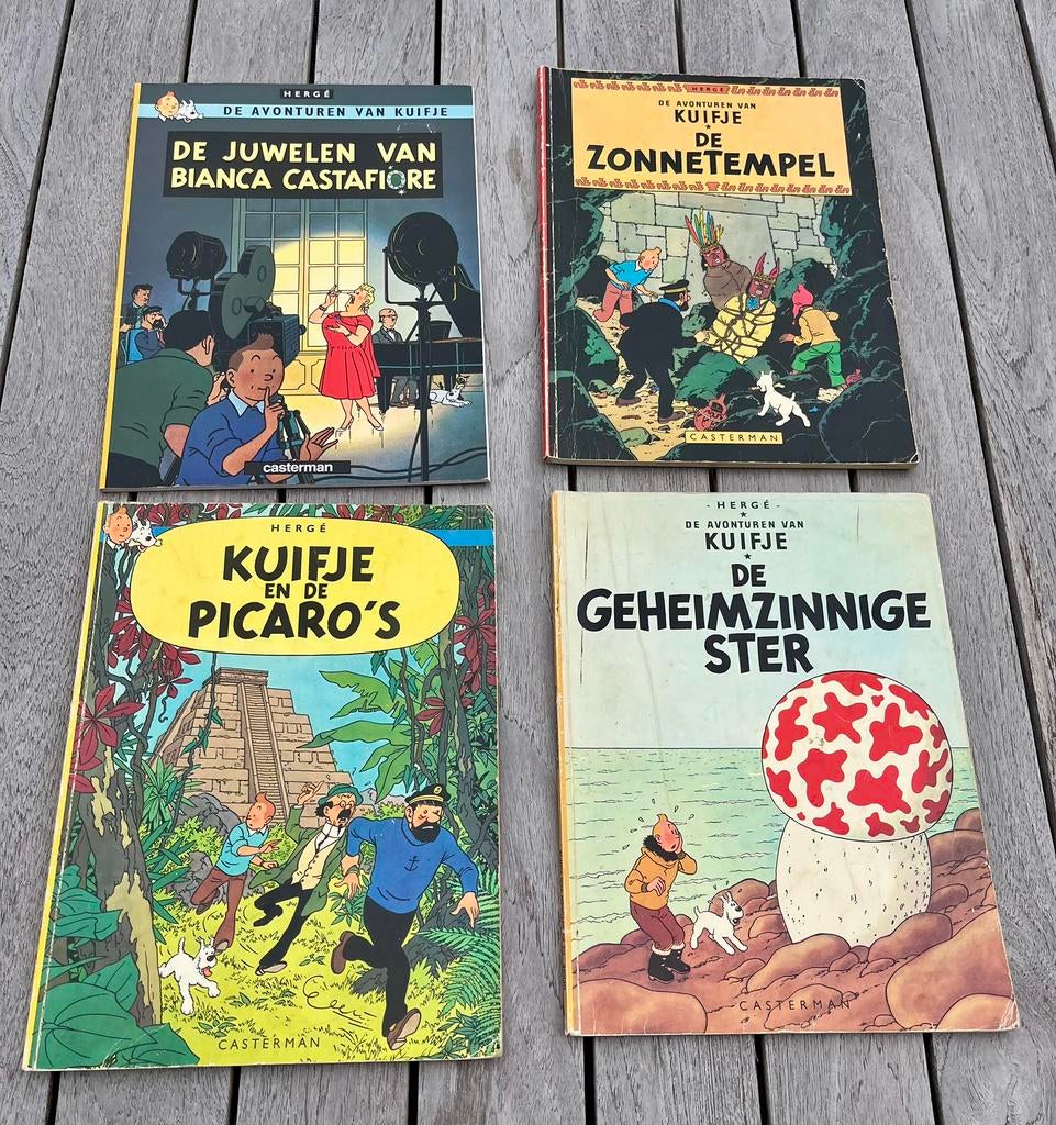 Set van 4 Kuifje albums – Hergé – Casterman – In goede staat, Ophalen, Zo goed als nieuw