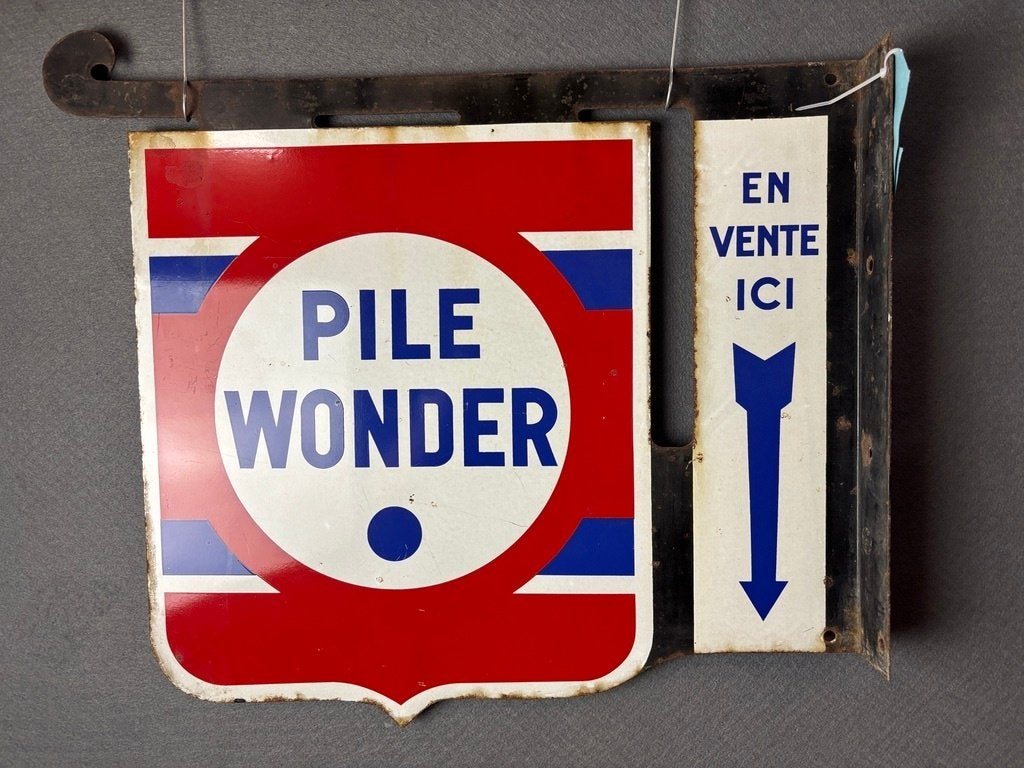 Emaille reclamebord Pile Wonder en vente ici, Ophalen of Verzenden, Gebruikt, Reclamebord