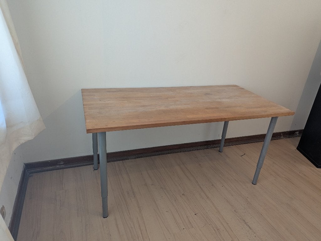Bureautafel met dik vol houten tafelblad - op te frissen, Maison & Meubles, Bureaux, Utilisé, Bureau d'ordinateur, Moderne, Bois