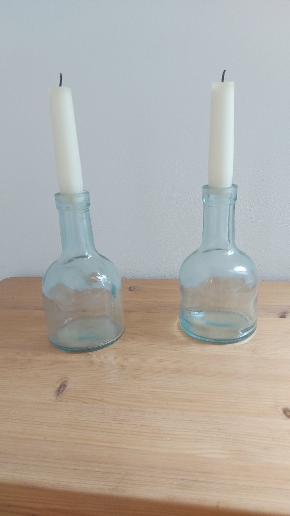 2 bougeoirs en verre, Antiquités & Art, Enlèvement, Verre