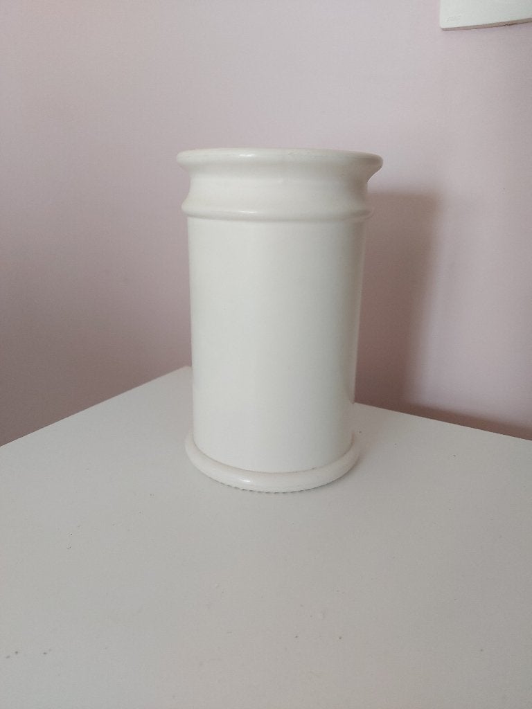Witte glazen vaas, Huis en Inrichting, Woonaccessoires | Vazen, Gebruikt, Wit, Minder dan 50 cm, Glas, Ophalen