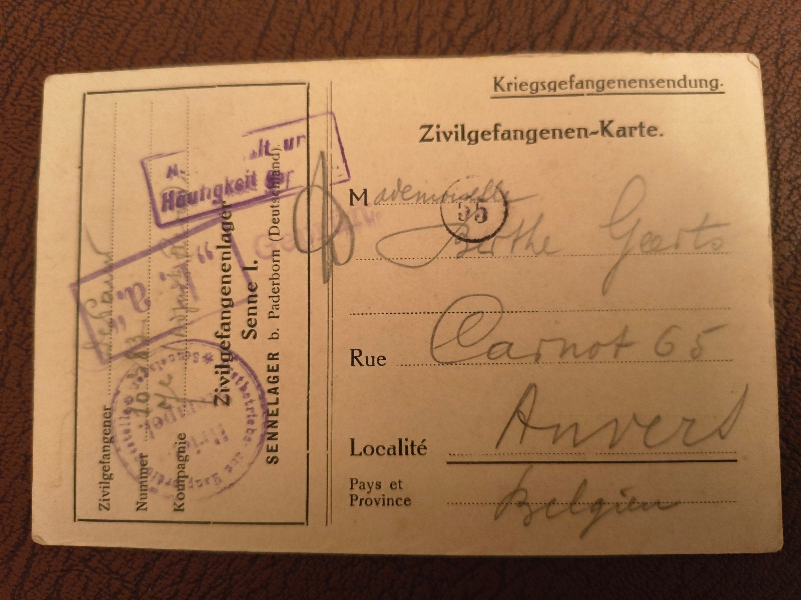 Postkaart krijgsgevangene 1916, Postzegels en Munten, Bankbiljetten | Afrika, Verzenden