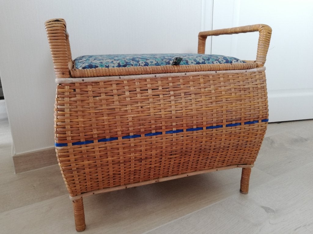 Vintage rotan naaimand/opbergmand, Ophalen