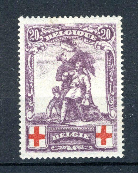 (B) 128 MH 1914 - Au profit de la Croix-Rouge, Trace d'autocollant, Enlèvement ou Envoi, Non oblitéré, Croix-Rouge