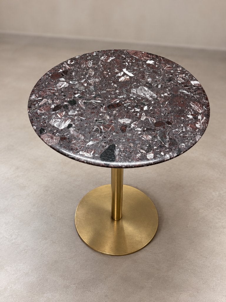 Ronde bistrotafel met marmer blad en goudkleurige voet, Ophalen, Nieuw, Rond