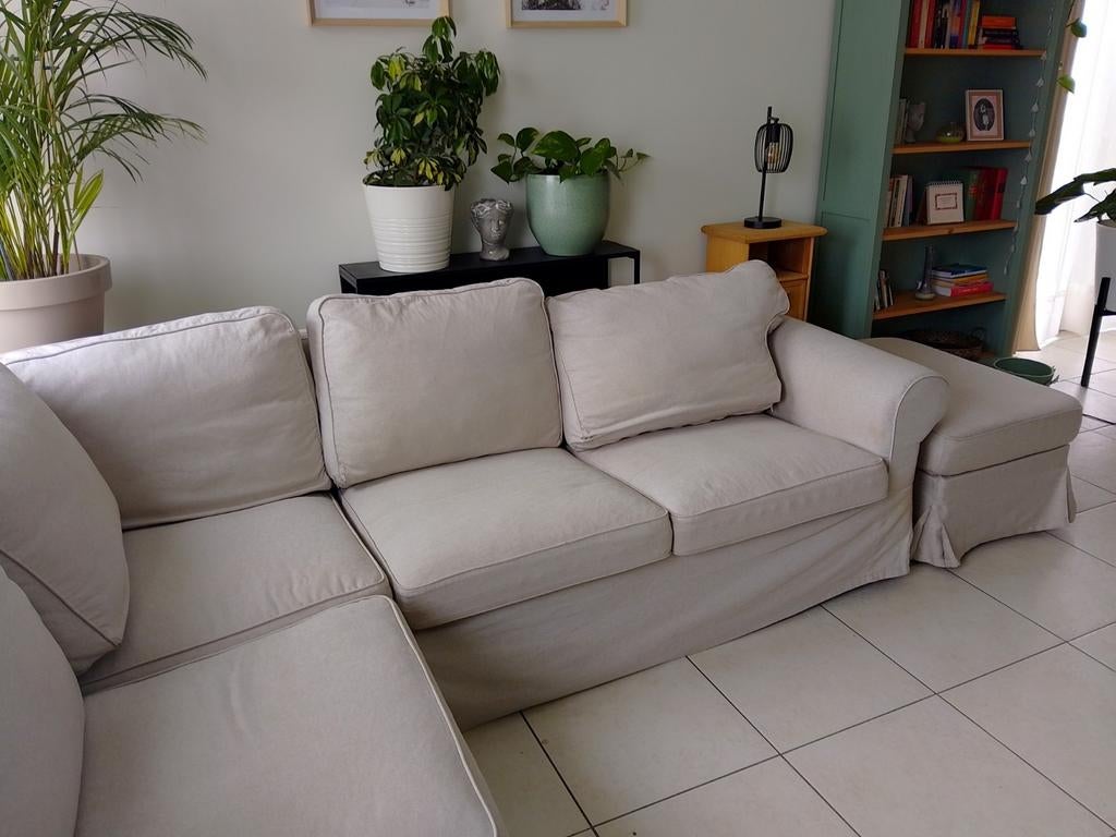 Fauteuil d'angle 4 places et pouf Ektorp avec rangement, Maison & Meubles, Enlèvement