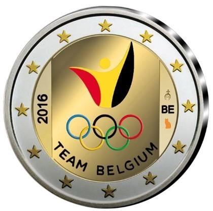 2 euro België 2016 Olympische Spelen gekleurd, Ophalen of Verzenden, België, 2 euro
