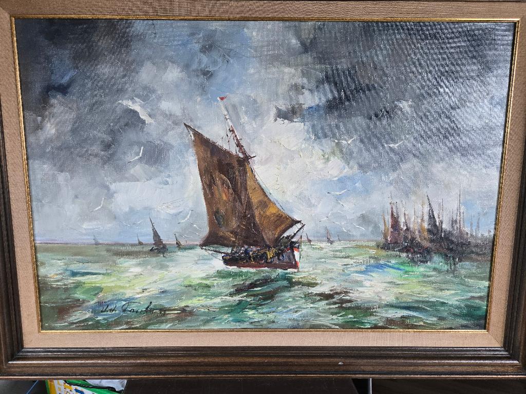 tableau artiste JJ FOULON encadré dans très beau cadre bois, Antiquités & Art, Art | Peinture | Classique, Enlèvement