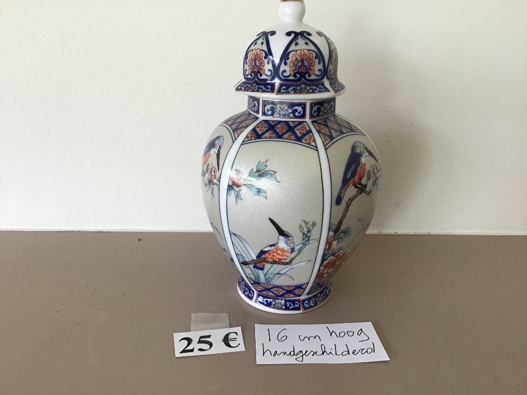 mooi Japanees vaasje met deksel handgeschilderd, Antiek en Kunst, Antiek | Vazen, Ophalen of Verzenden