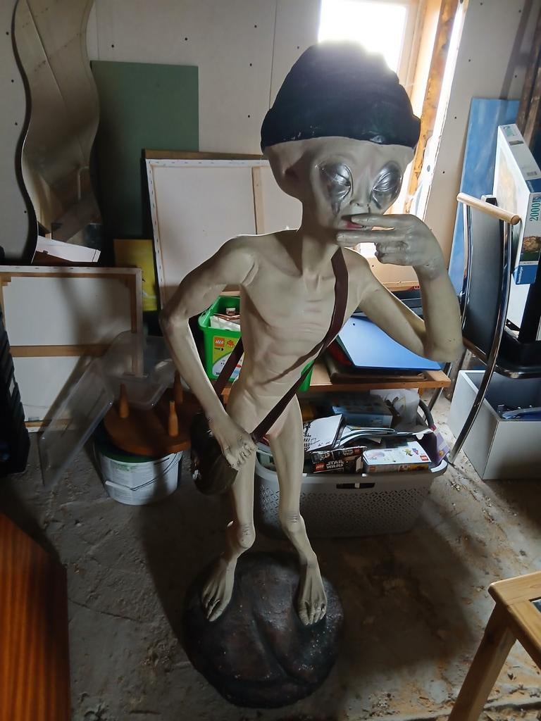 Grey alien standbeeld, Ophalen