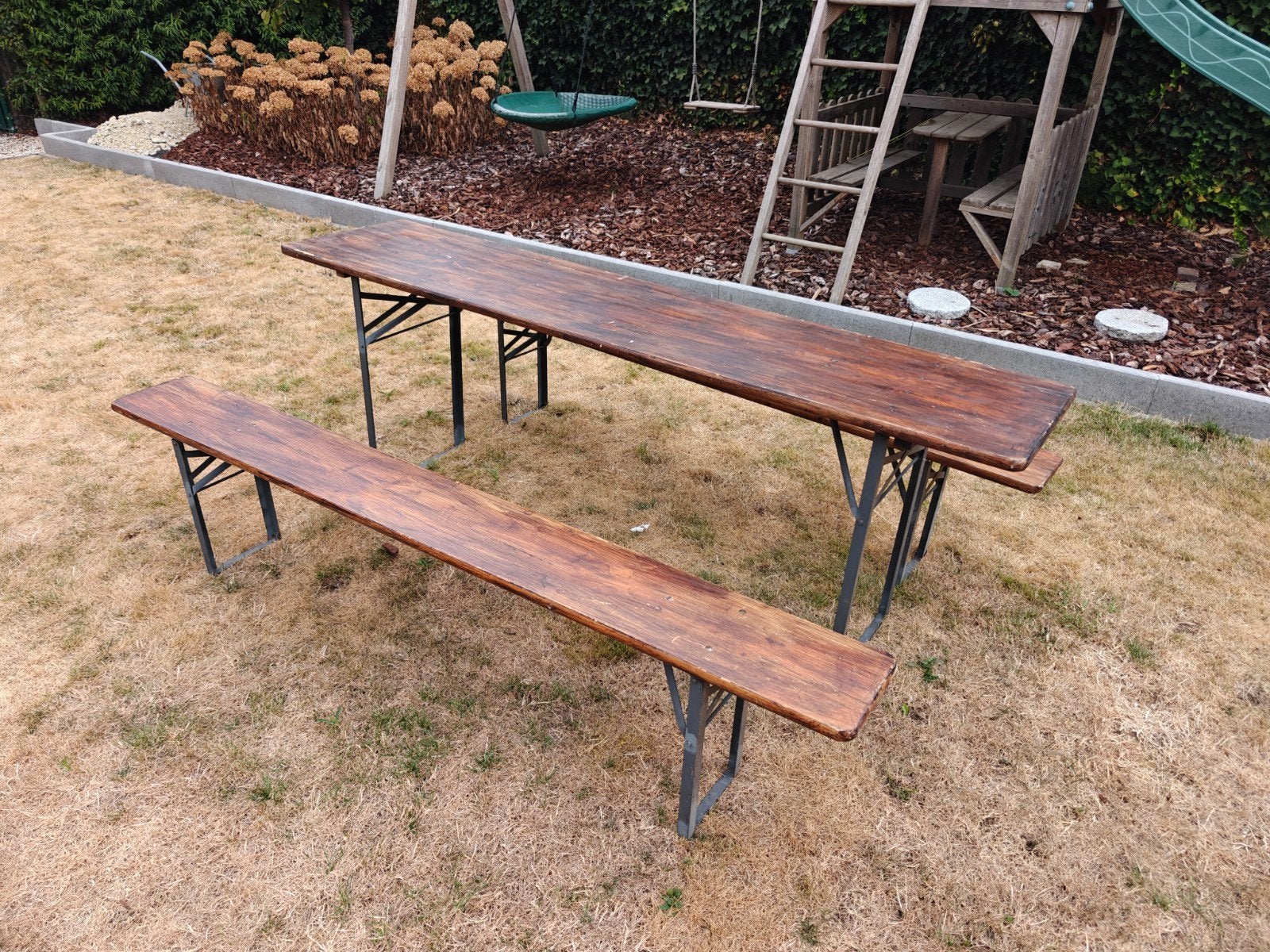 Inklapbare tafel met zitten, Tuin en Terras, Picknicktafels, Ophalen, Gebruikt, Inklapbaar, Rechthoekig