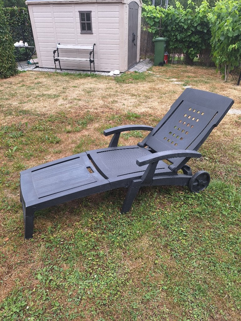 Tuinzetel ligbed, Ophalen, Gebruikt, Kunststof, Verstelbaar