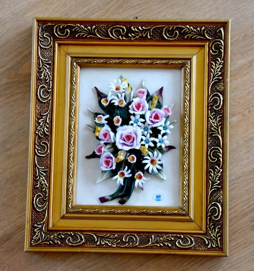 Bouquet de fleurs 3D en porcelaine Kingson Capodimonte, Antiquités & Art, Enlèvement