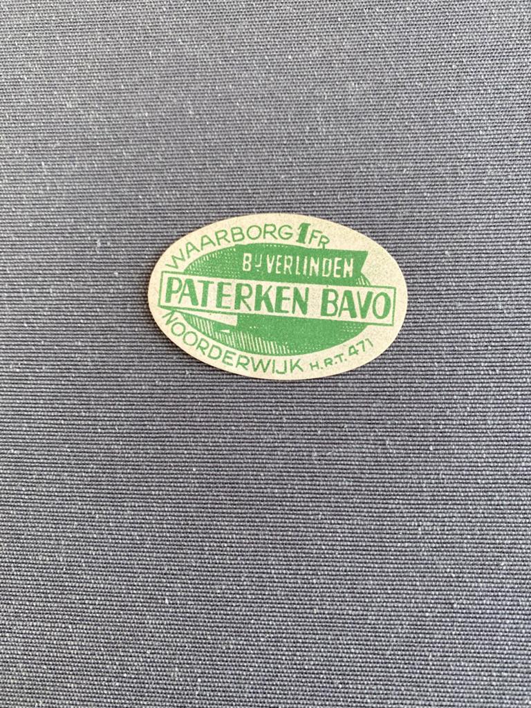 Oud etiket PATERKEN BAVO brouwerij VERLINDEN te NOORDERWIJK, Enlèvement ou Envoi, Comme neuf