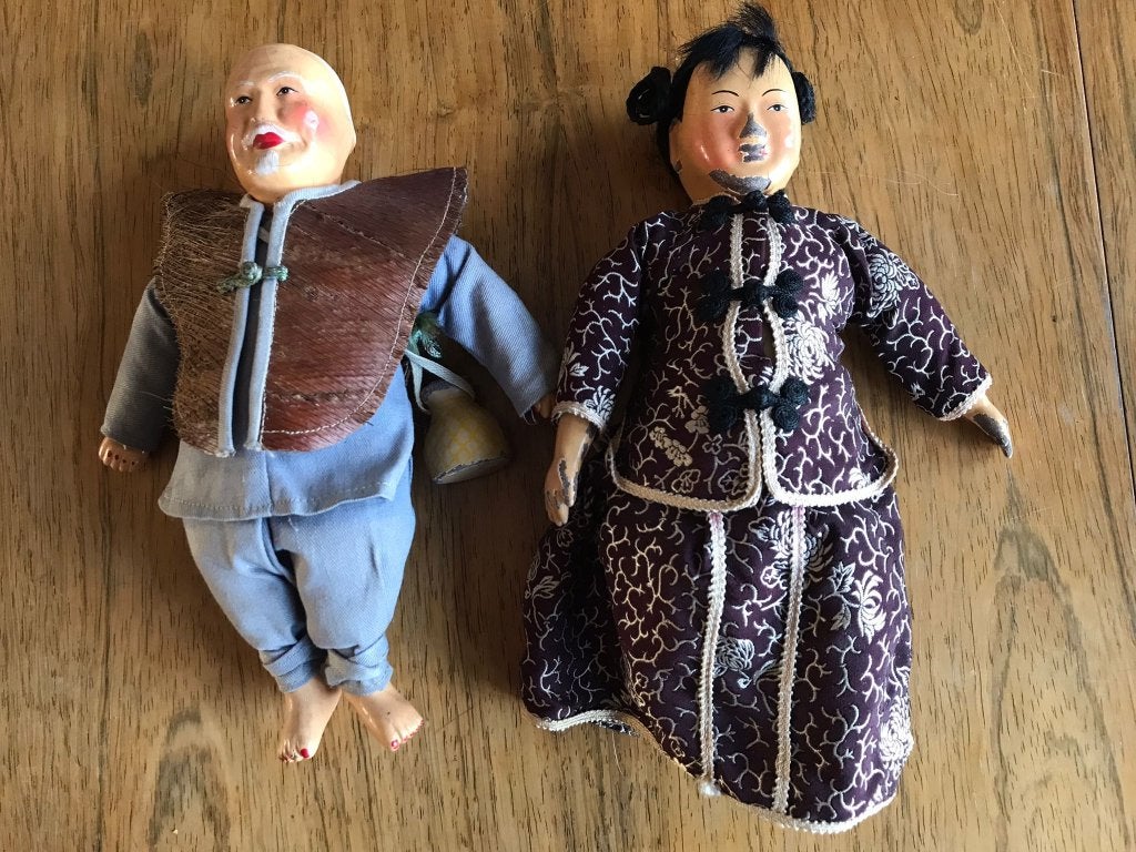 Poupées asiatiques année 1950 vintage figurines d'opéra, Ophalen of Verzenden, Gebruikt, Pop