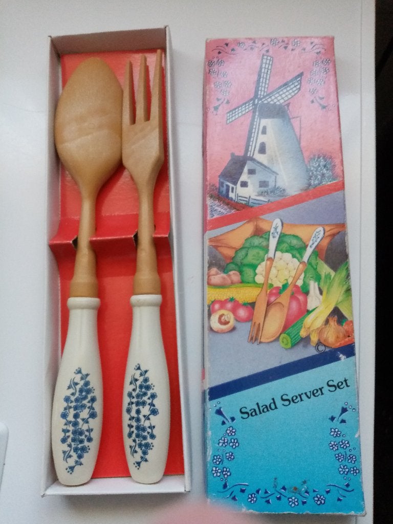 Couverts à salade en bois déco Holland. Etat impeccable., Antiquités & Art, Enlèvement