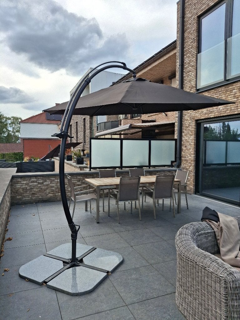 Zweefparasol met voet, Jardin & Terrasse, Parasols, Inclinable, 3 à 4 mètres, Parasol flottant, Enlèvement