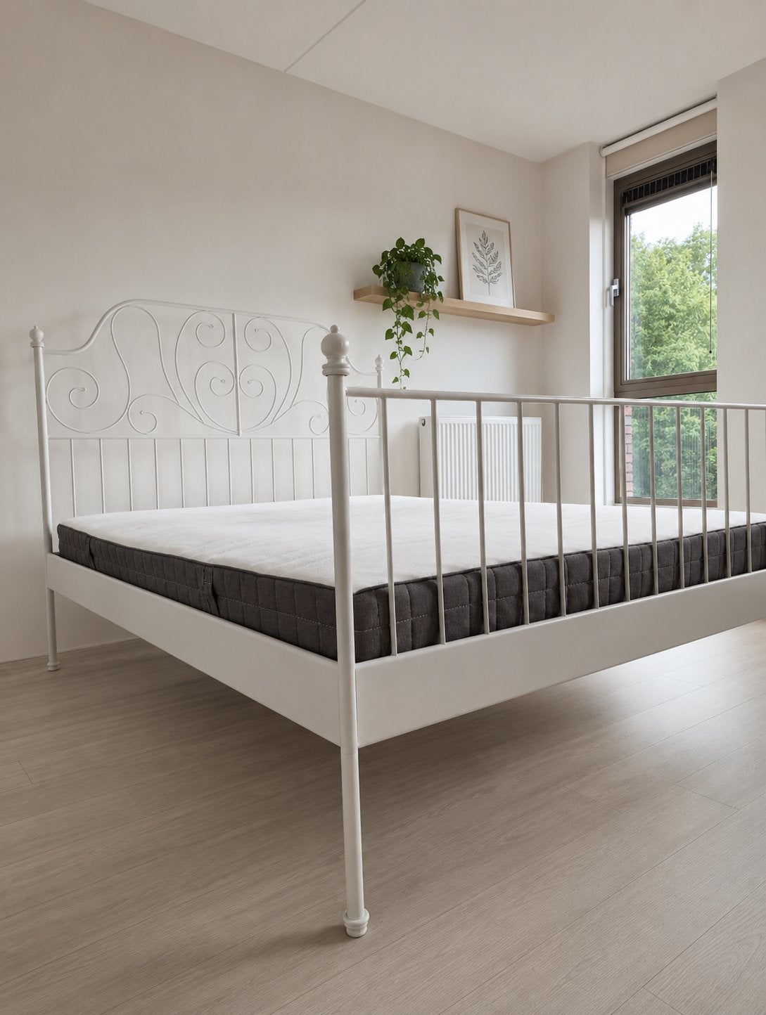 Metalen bed ikea 140x200 incl lattenbodem, Ophalen, Gebruikt, Wit, 140 cm