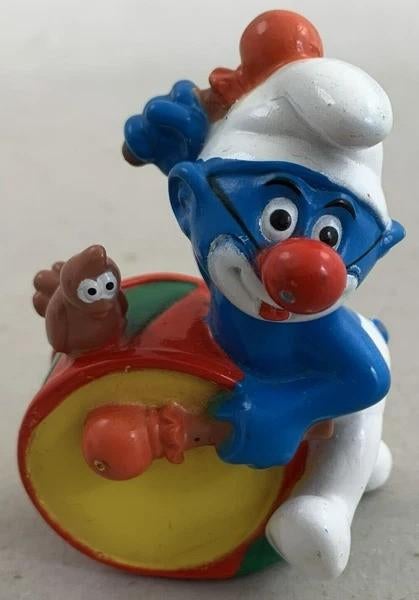 Distributeur de bonbons Schtroumpfs Clown Drum Schtroumpf BI, Collections, Jouets miniatures, Comme neuf, Envoi