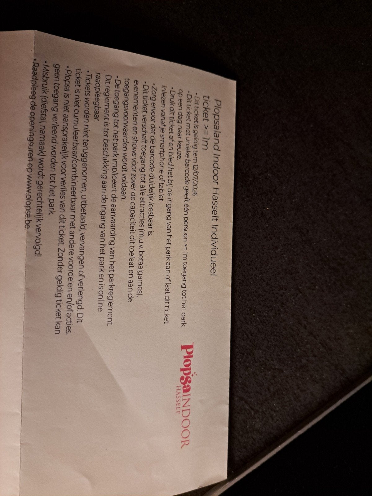 Plopsa indoor Hasselt 1 ticket geldig t.e.m 12 /07