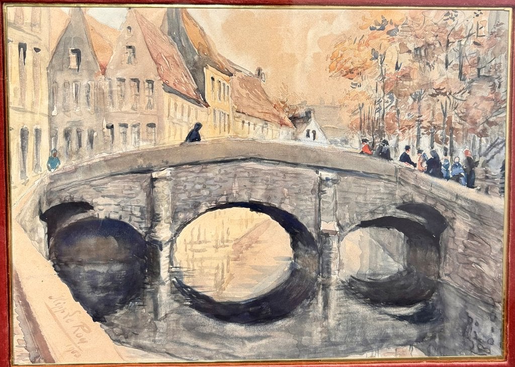 Sint-Augustijnenbrug Brugge, Enlèvement, Tableau, Aquarelle
