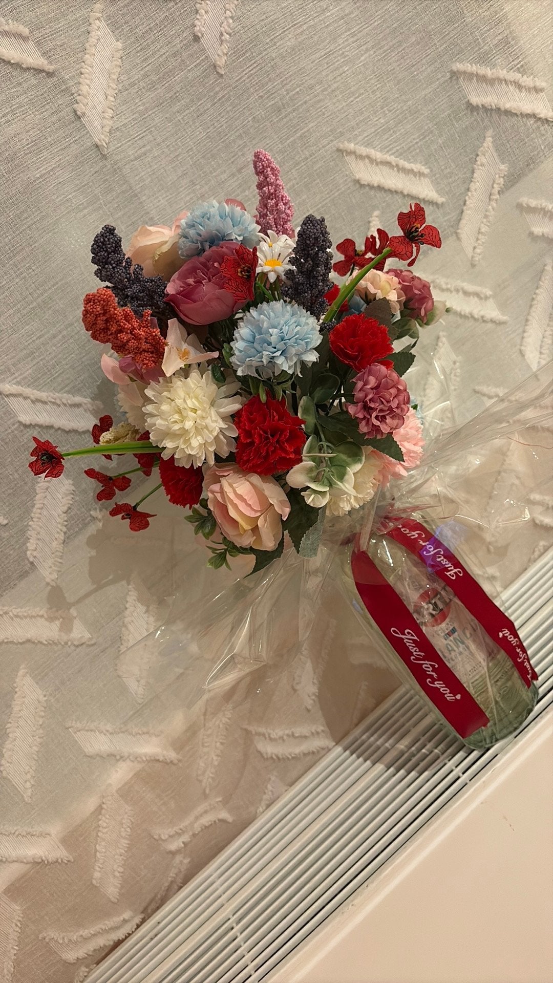 Bloemen decoratie met sterke drank bij voor beste cadeu tip, Ophalen of Verzenden, Zo goed als nieuw