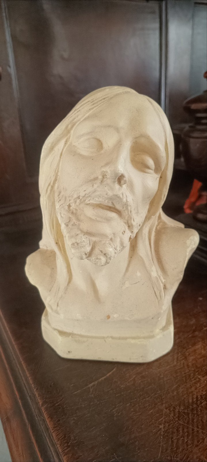 Jezus buste gips beeld religie gesigneerd, Ophalen of Verzenden