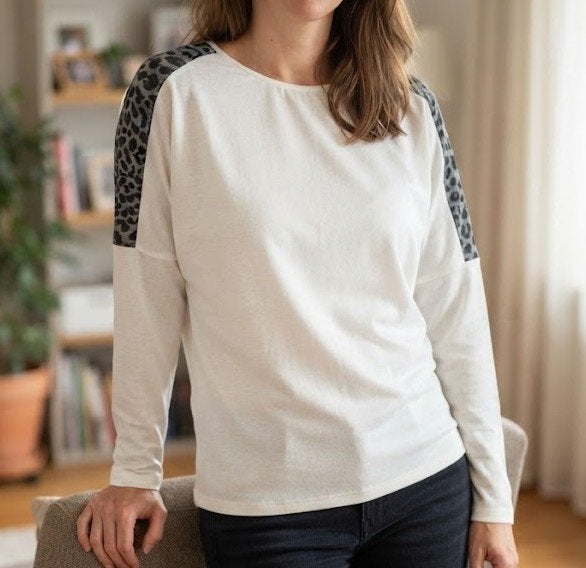 leuke oversized shirt met luipaard print, Kleding | Dames, Verzenden, Wit, Nieuw, Lange mouw
