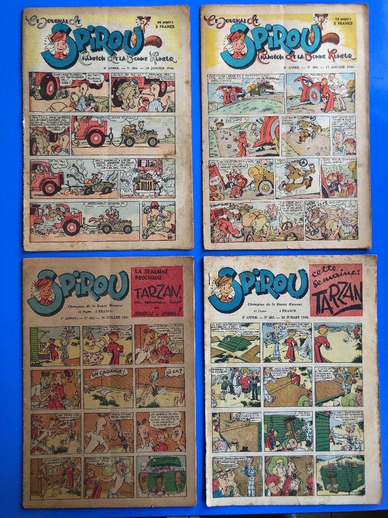 Spirou 1946 - Lot (14) numéros 404 405 431 et 432 hebdos, Livres, BD, Utilisé, Plusieurs BD, Enlèvement