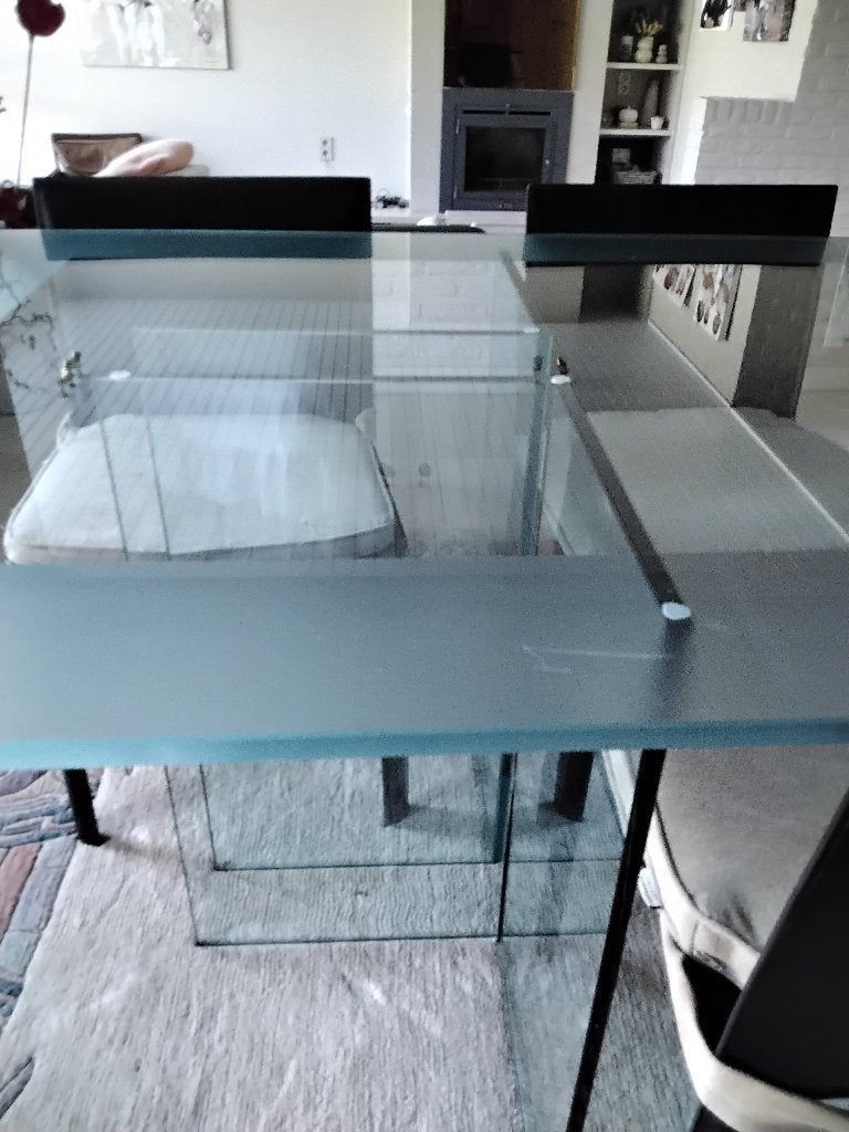 Tafel in glas, Huis en Inrichting, Tafelonderdelen, Ophalen, Gebruikt, Glas, 150 tot 200 cm