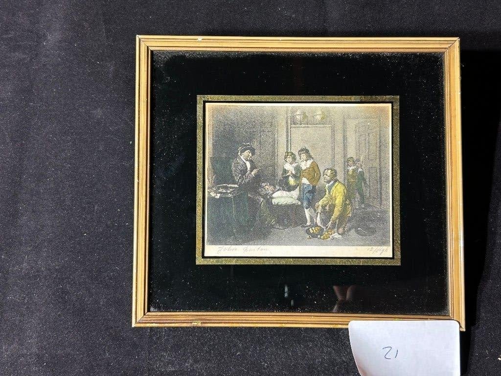 Antieke Handgekleurde Gravure John Bunyan, Antiek en Kunst, Kunst | Etsen en Gravures, Ophalen, Dagelijks leven, Ingelijst, 1800 - 1899