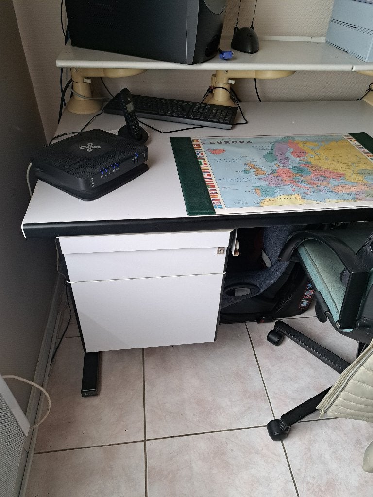 Bureau, Métal, Enlèvement, Utilisé, Gris