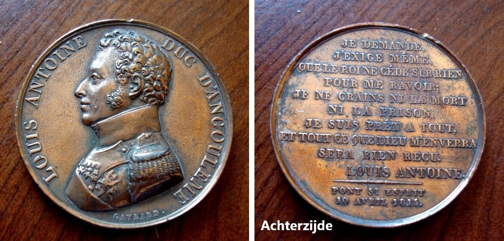 Medaille hertog Louis Antoine d' Angouleme 1775-1844, Envoi, Bronze