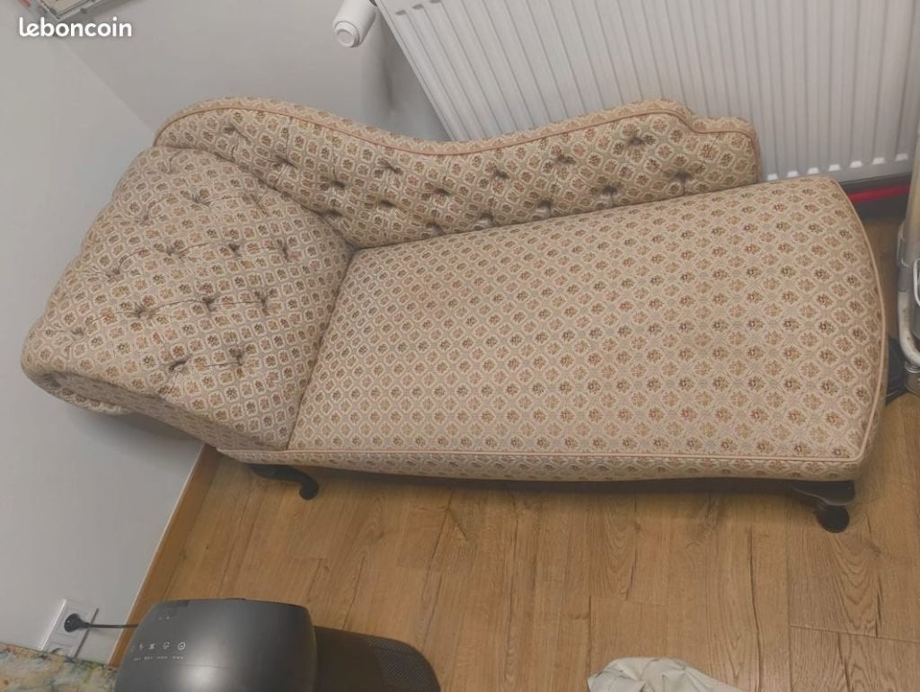 Antieke chaise longue (100+ jaar) bloemenmotief, Enlèvement, Utilisé, Bois