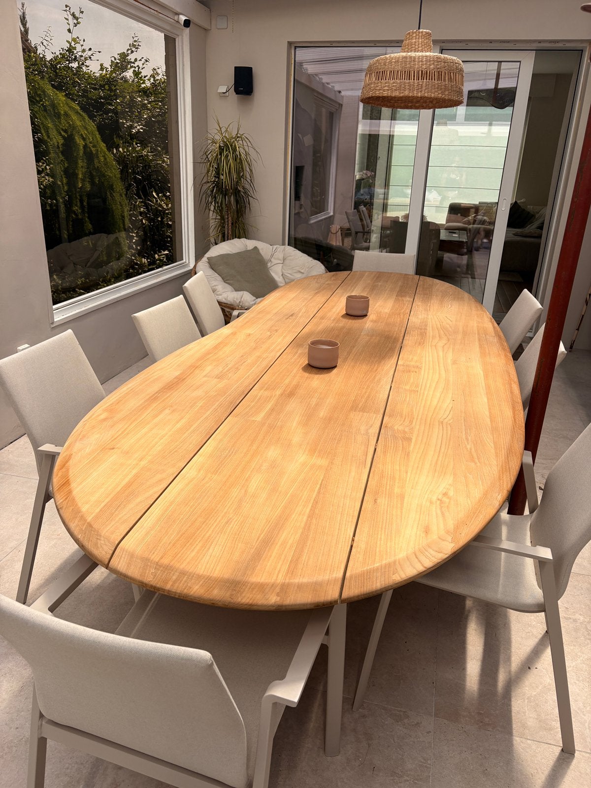 Table en teck biologique Bristol — 320 x 128 cm, Jardin & Terrasse, Enlèvement
