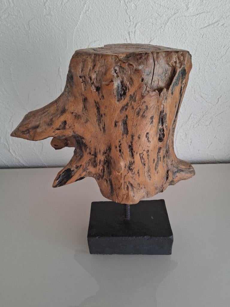 KUNST - VERSTEEND HOUTEN BEELD, Antiek en Kunst, Kunst | Beelden en Houtsnijwerken, Ophalen of Verzenden