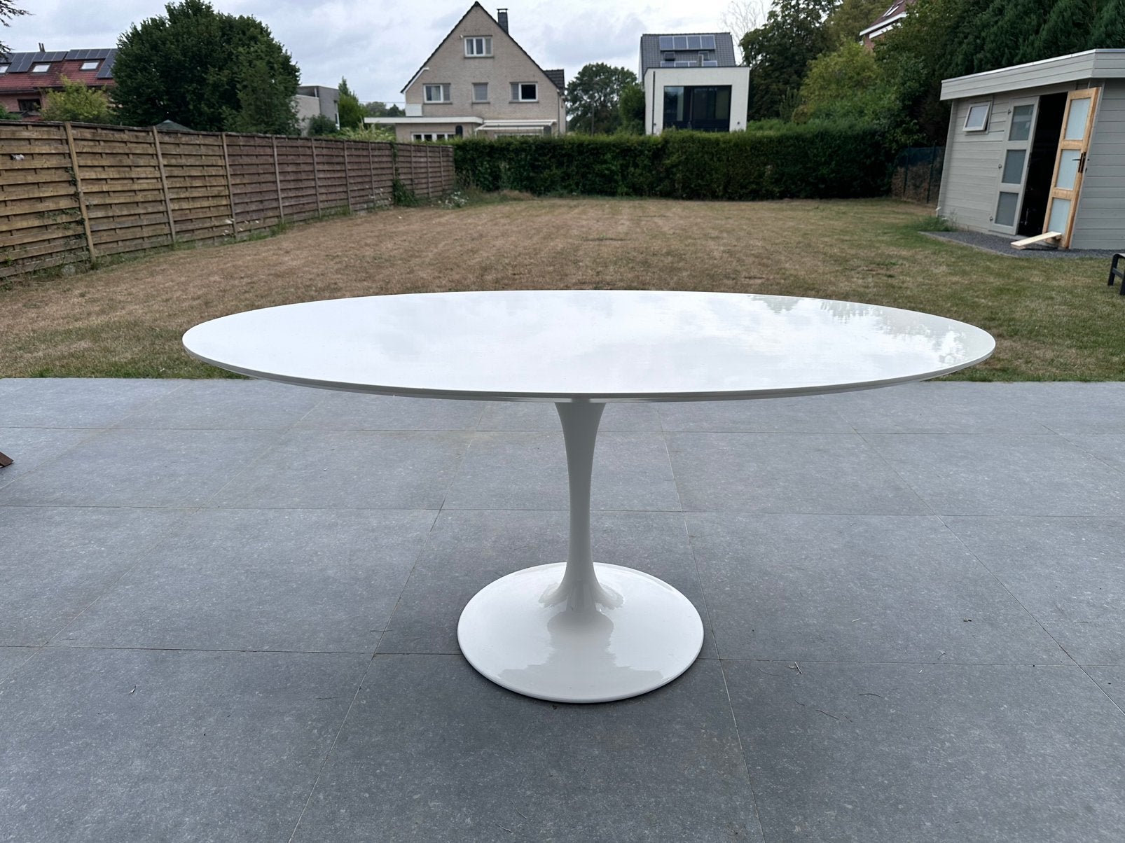 Table ovale design blanche style Tulip – 160  97 cm, Enlèvement, Comme neuf