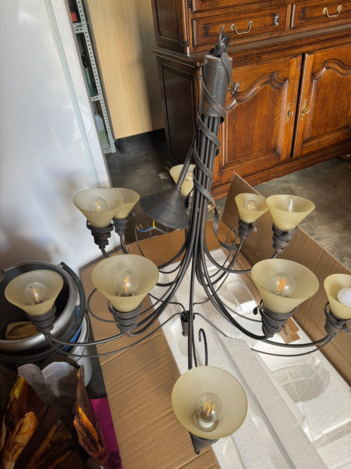 Verlichting : 2 luchters, Maison & Meubles, Lampes | Lustres, Enlèvement, Utilisé, Métal, Allround