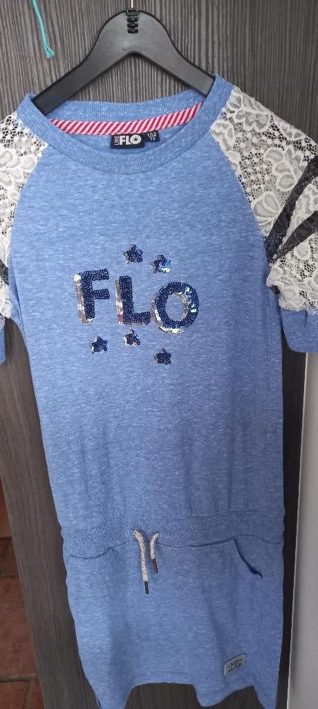 blauwe jurk korte kanten mouwen pailletten Like Flo 152, Like Flo, Meisje, Ophalen of Verzenden, Zo goed als nieuw