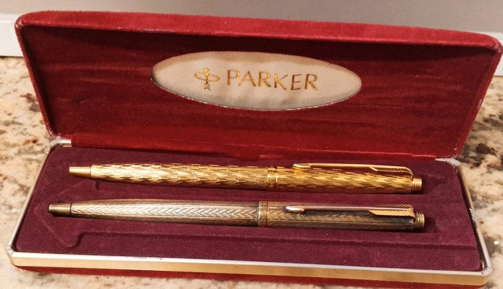 Vintage Parker 75 balpennen set/ Jaren '70/'80., Ophalen of Verzenden, Balpen, Parker, Met doosje
