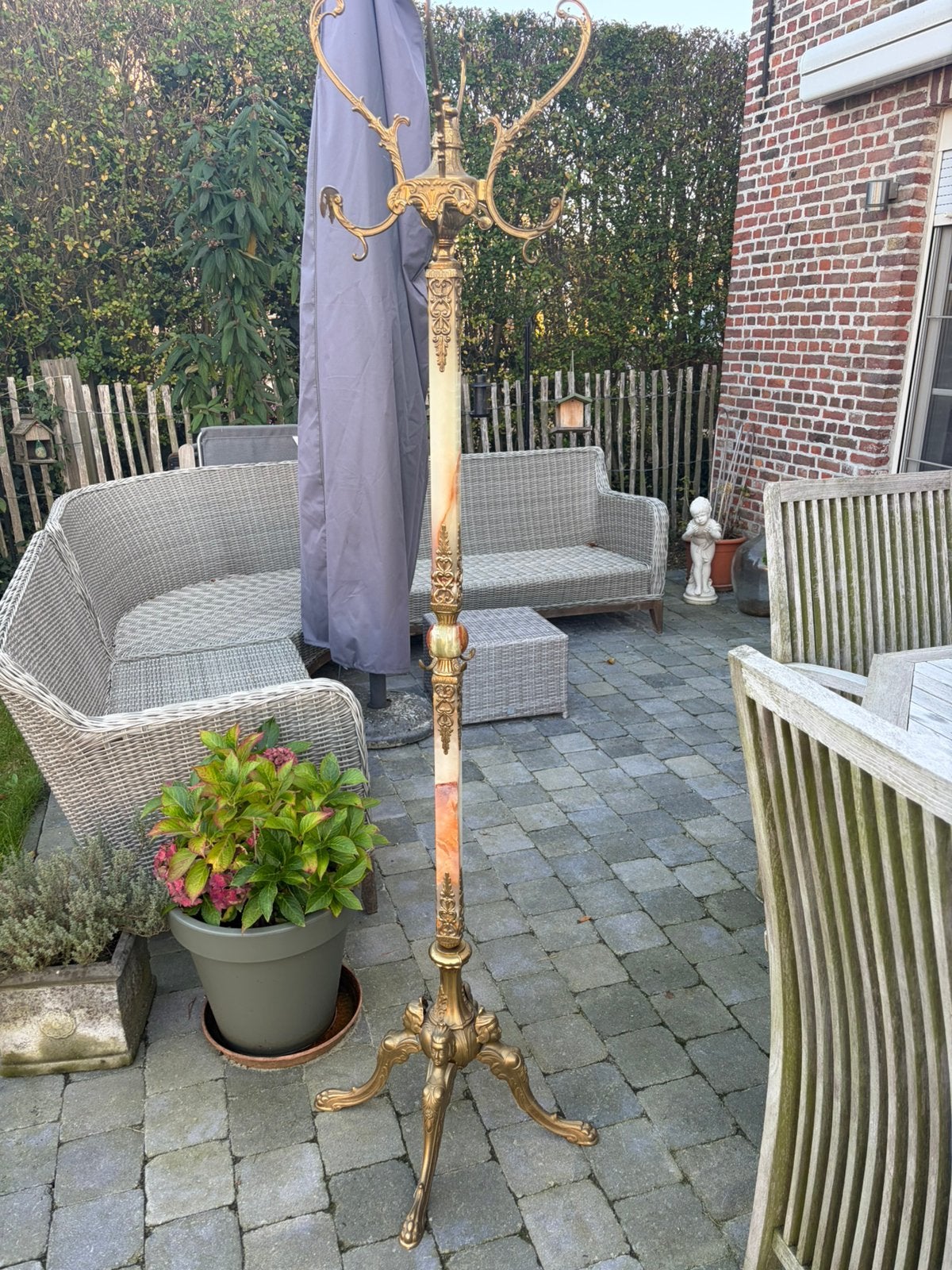 Antieke staande onyx kapstok, Huis en Inrichting, Ophalen, Zo goed als nieuw, Staande kapstok