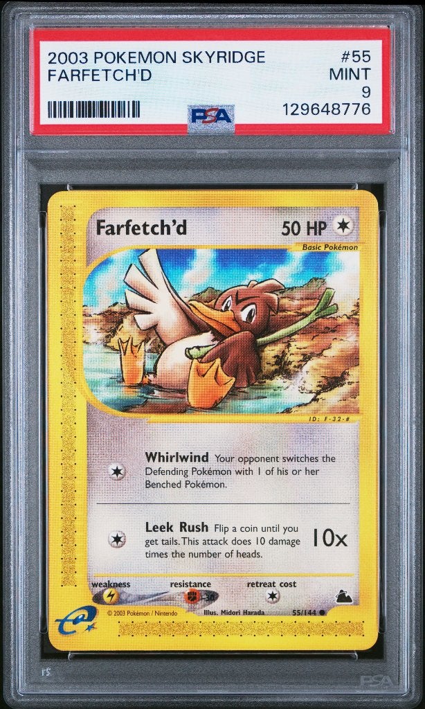 Pokemon Farfetchd Skyridge e-Reader Series PSA 9 WOTC, Ophalen of Verzenden, Zo goed als nieuw, Losse kaart