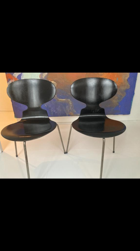 Vintage Stoelen :De Mier ontwerp Arne Jacobse productie 1958, Ophalen, Gebruikt, Zwart, Hout