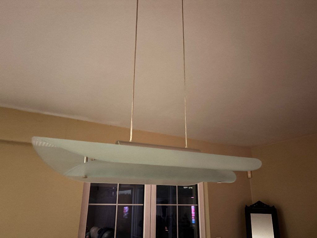 Moderne design hanglamp met matglas en vervangbare LED, Huis en Inrichting, Ophalen, Zo goed als nieuw, Glas, Klassiek