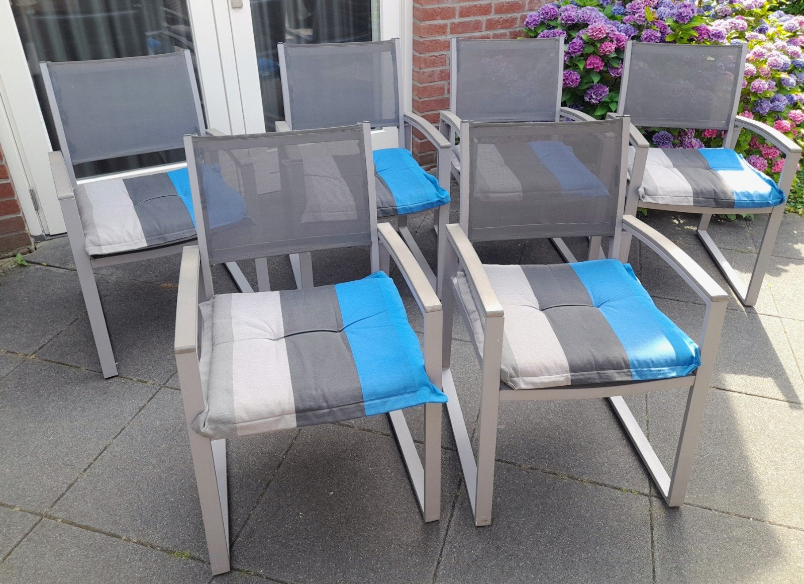 Six chaises de jardin avec coussins inclus, Jardin & Terrasse, Enlèvement, Aluminium