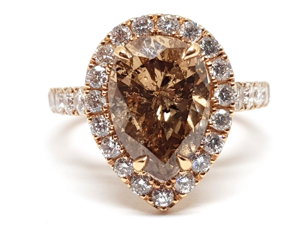Diamant Solitaire Ring 4.60ct., Bijoux, Sacs & Beauté, Bagues, Neuf, Enlèvement ou Envoi, Rose, Or
