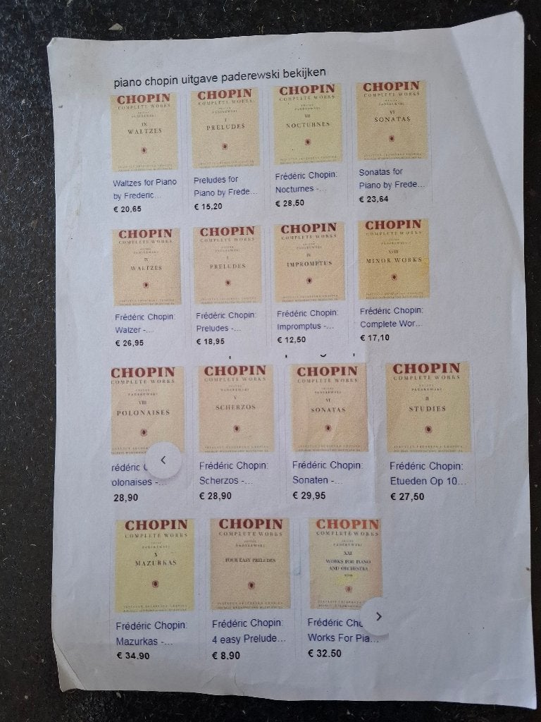 Chopin: Piano partituur boeken, Muziek en Instrumenten, Bladmuziek, Ophalen, Gebruikt, Klassiek, Artiest of Componist