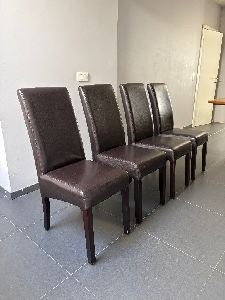 4 stoelen, Huis en Inrichting, Ophalen, Kunststof, Gebruikt, Bruin