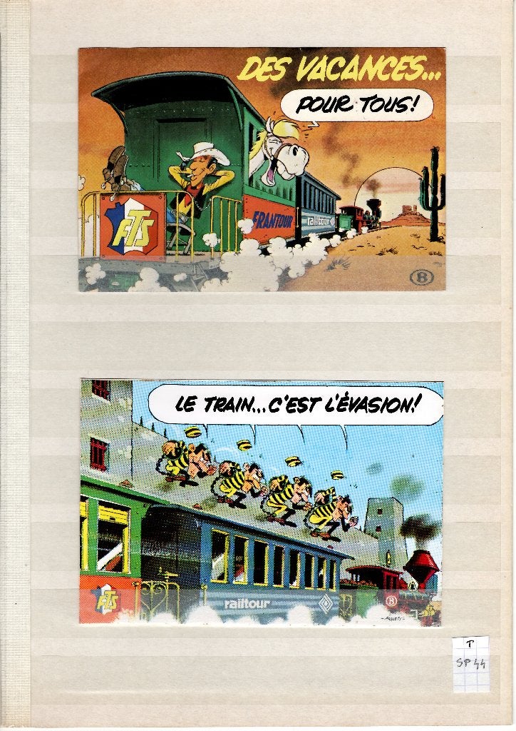 2 Frantour-reclamestickers - Railtour - Lucky Luke/Dalton, Verzamelen, Verzenden, Zo goed als nieuw, Trein, Overige typen